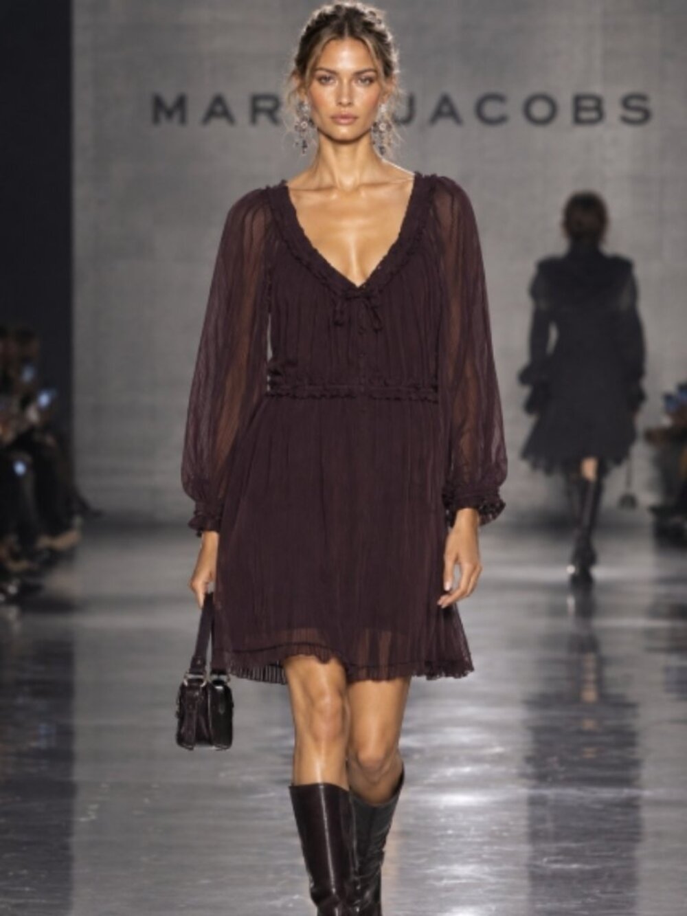 NWOT Marc By Marc Jacobs Silk Burgundy Ruffled Buttons Mini Dress M $358